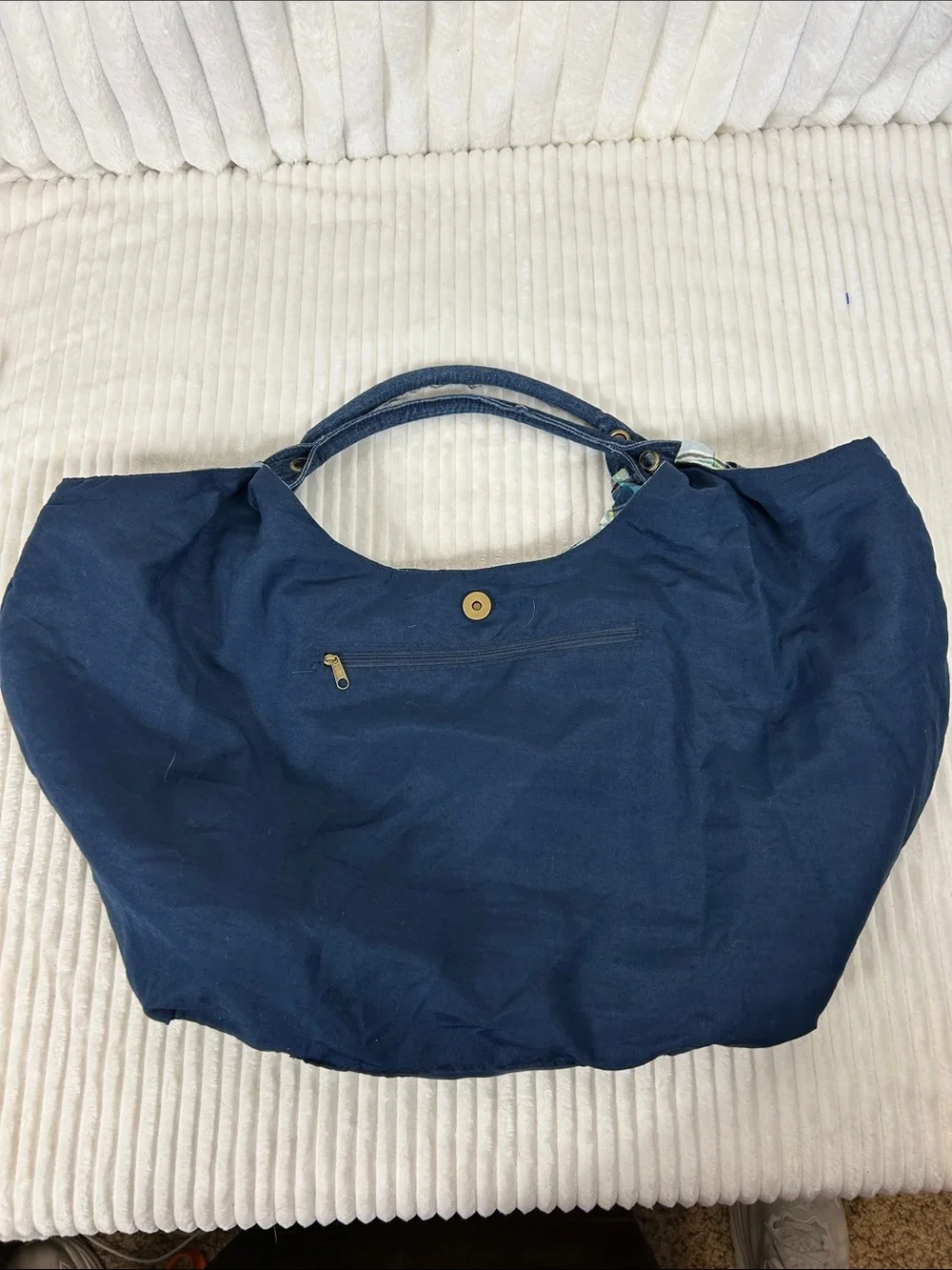 Patchwork Plaid denim strap large Hobo Bag
